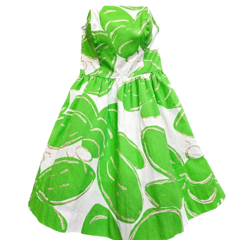 Nwot Lilly Pulitzer Strapless Stinger Bee White/Green/Gold Lottie Summer Dress - Picture 17 of 17